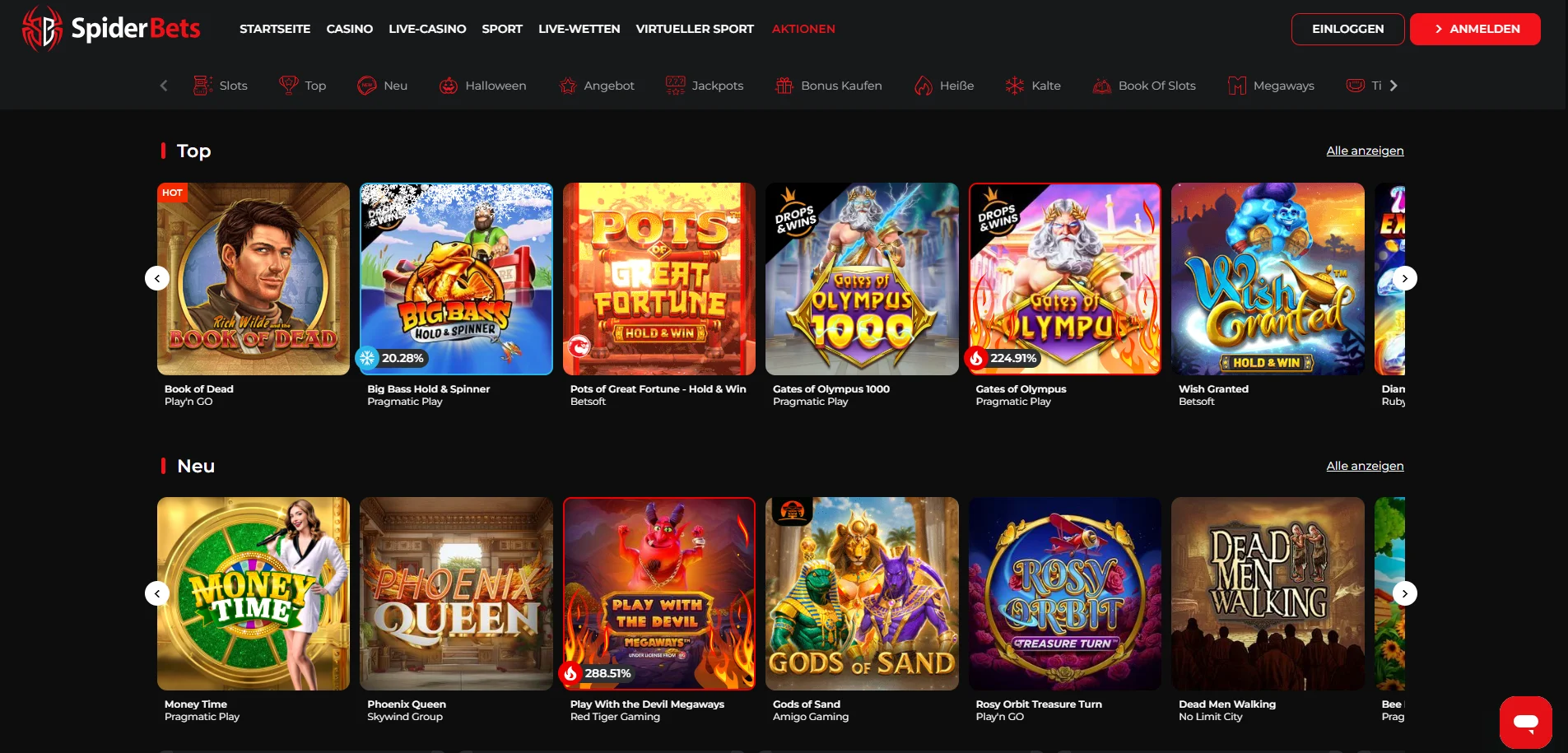 SpiderBets Casino Übersicht